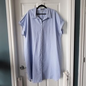 😍 3XL Striped Button Front Short Rolled Sleeve Shirt Dress from Reitmans